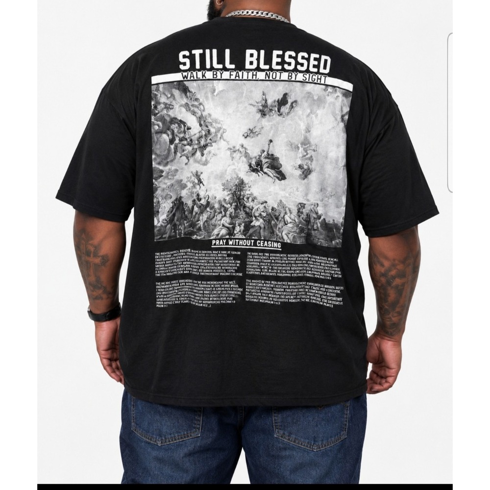 Rebellious Culture Mens 5X Black T-Shirt Still Blessed Angels Faith Street NWT